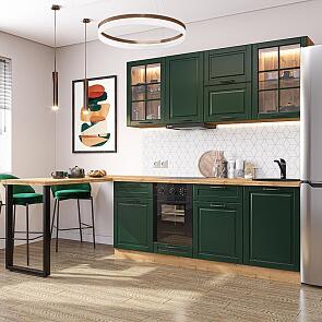 Модульный кухонный гарнитур Дублин-03 Special Green/Дуб Вотан 2140x1950x600
