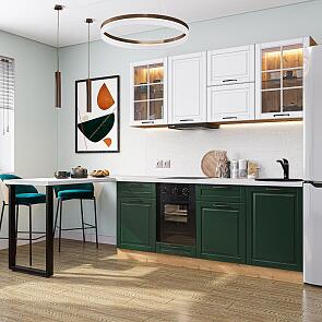 Модульный кухонный гарнитур Дублин-03 Special Green, Special White/Дуб Вотан 2140x1950x600
