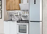 Модульный кухонный гарнитур Флэт-03 White In 2S, Wotan Oak 2S/Дуб Вотан 2140x800x600