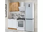 Модульный кухонный гарнитур Флэт-03 White In 2S, Wotan Oak 2S/Дуб Вотан 2140x800x600
