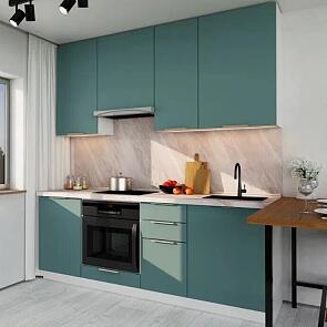 Модульный кухонный гарнитур Флэт Grey-green In 2S/Белый 2240x2100x600