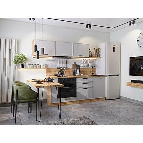 Модульный кухонный гарнитур Фрейм-01 Grey Silk/Дуб Вотан 1782x2300x600