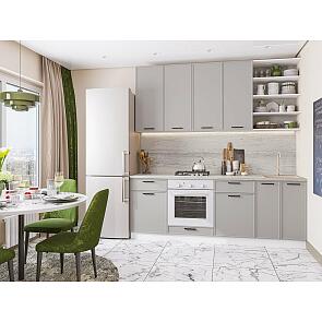 Модульный кухонный гарнитур Фрейм-02 Grey Silk/Белый 2340x2200x600