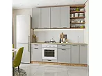 Модульный кухонный гарнитур Фрейм-02 Grey Silk/Дуб Вотан 2340x2200x600