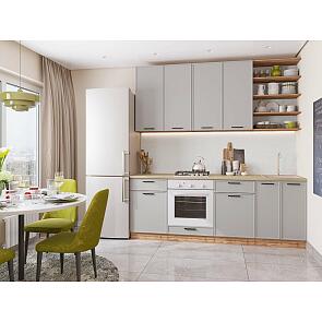 Модульный кухонный гарнитур Фрейм-02 Grey Silk/Дуб Вотан 2340x2200x600