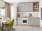 Модульный кухонный гарнитур Фрейм-02 Grey Silk/Дуб Вотан 2340x2200x600
