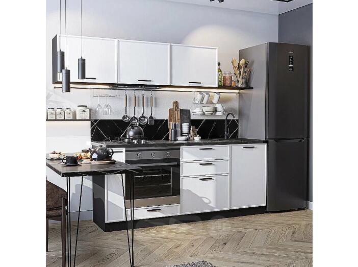 Кухня прямая Фрейм-01 White Silk Graphite 1782*2300*600