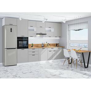 Модульный кухонный гарнитур Фрейм-04 Grey Silk/Белый 2340x3600x600