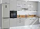 Модульный кухонный гарнитур Фрейм-04 Grey Silk/Белый 2340x3600x600