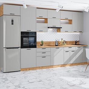 Модульный кухонный гарнитур Фрейм-04 Grey Silk/Дуб Вотан 2340x3600x600