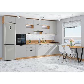 Модульный кухонный гарнитур Фрейм-04 Grey Silk/Дуб Вотан 2340x3600x600
