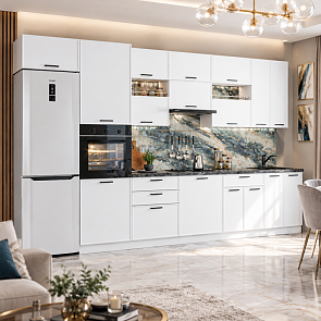 Модульный кухонный гарнитур Фрейм-04 White Silk/Белый 2340x3600x600