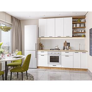 Модульный кухонный гарнитур Фрейм-02 White Silk/Дуб вотан 2340x2200x600