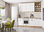 Модульный кухонный гарнитур Фрейм-02 White Silk/Дуб вотан 2340x2200x600
