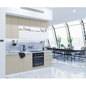 Модульный кухонный гарнитур Фьюжн-01 Cream Silk, Silky White/Белый 2340x2300x600