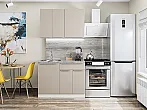 Модульный кухонный гарнитур Фьюжн-05 Cream Silk/Белый 2140x1100x600