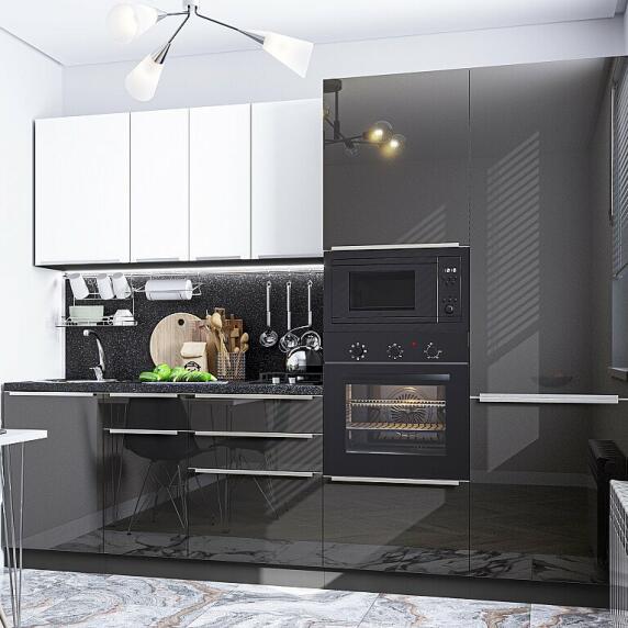 Кухня прямая Фьюжн-07 Silky White/Anthracite/Graphite 2140*2700*600