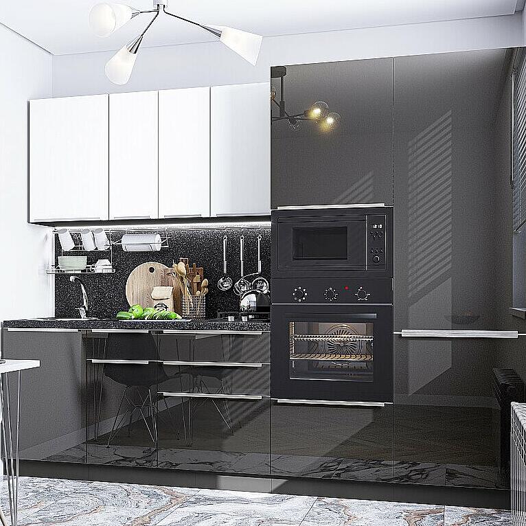 

Кухня прямая Фьюжн-07 Silky White/Anthracite/Graphite 2140*2700*600