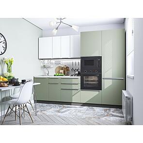 Модульный кухонный гарнитур Фьюжн-07 Silky Mint, Silky White/Graphite 2140x2700x600