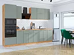 Модульный кухонный гарнитур Квадро-01 Аквамарин/Дуб Вотан 2140x3000x600