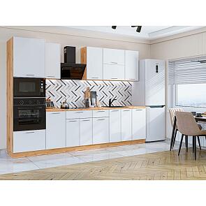 Модульный кухонный гарнитур Квадро-01 Белый/Дуб Вотан 2140x3000x600