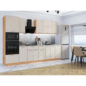 Модульный кухонный гарнитур Квадро-01 Кашемир/Дуб Вотан 2140x3000x600