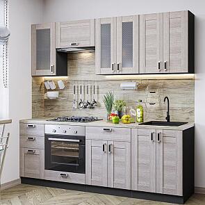 Модульный кухонный гарнитур Лофт-01 Cappuccino Veralinga/Белый 2140x2200x600
