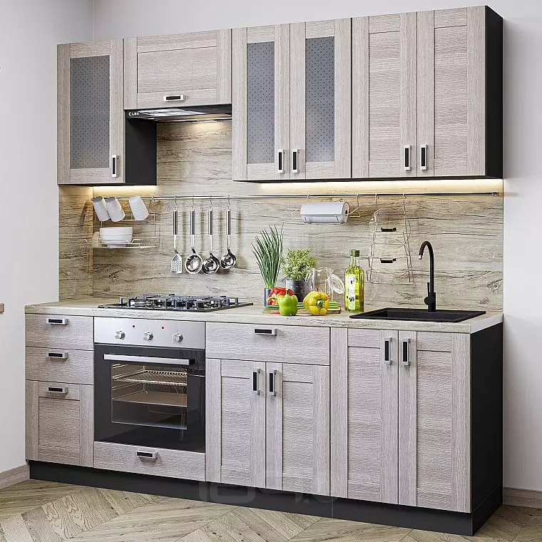 Кухня Прямая Лофт-01 Cappuccino Veralinga/Белый 2140*2200*600
