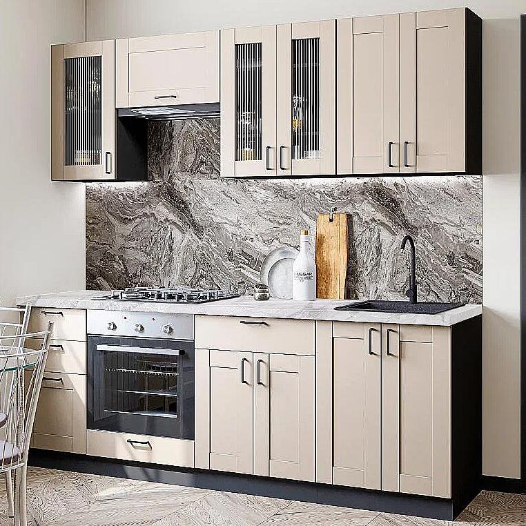 

Кухня Прямая Лофт-01 Cream Silk/Graphite 2140*2200*600