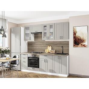 Модульный кухонный гарнитур Лофт-01 Grey Silk/Белый 2140x2200x600