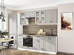 Модульный кухонный гарнитур Лофт-01 Grey Silk/Белый 2140x2200x600