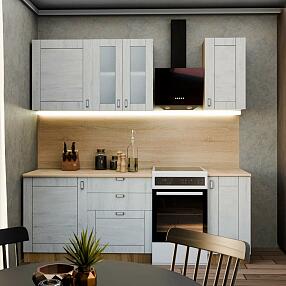 Кухня прямая Лофт Nordic Oak/Белый 2130*1600*600 Вариант 6