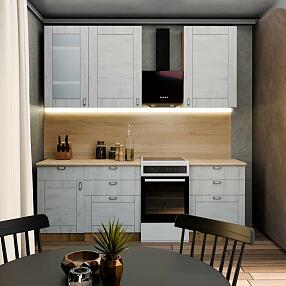 Кухня прямая Лофт Super White/Белый 2330*1700*600 Вариант 1