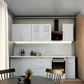 Кухня прямая Сканди White Silkwood/Белый 2130*2000*600 Вариант 3