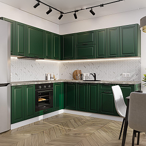 Кухня угловая Дублин-02 Special Green/Белый 2140*2200/2400*600