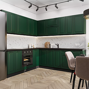 Кухня угловая Дублин-02 Special Green/Graphite 2140*2200/2400*600