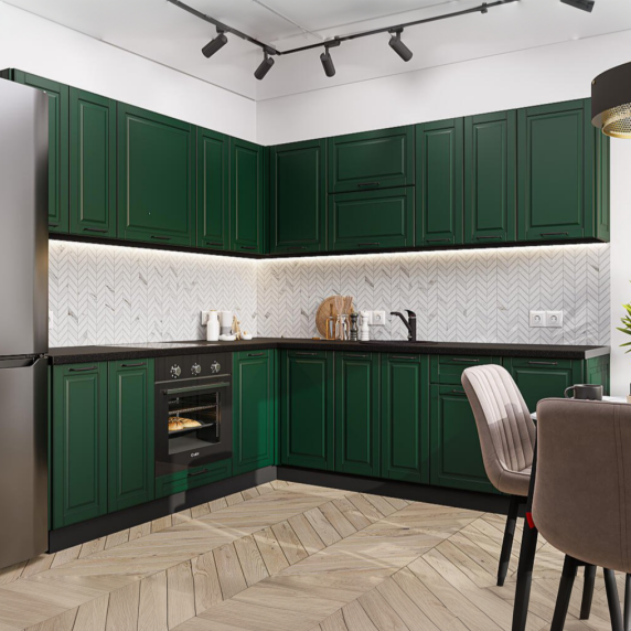 Кухня угловая Дублин-02 Special Green/Graphite 2140*2200/2400*600