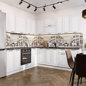 Кухня угловая Дублин-02 Special White/Белый 2140*2200/2400*600