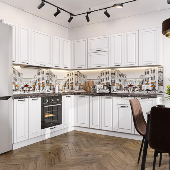 Кухня угловая Дублин-02 Special White/Белый 2140*2200/2400*600