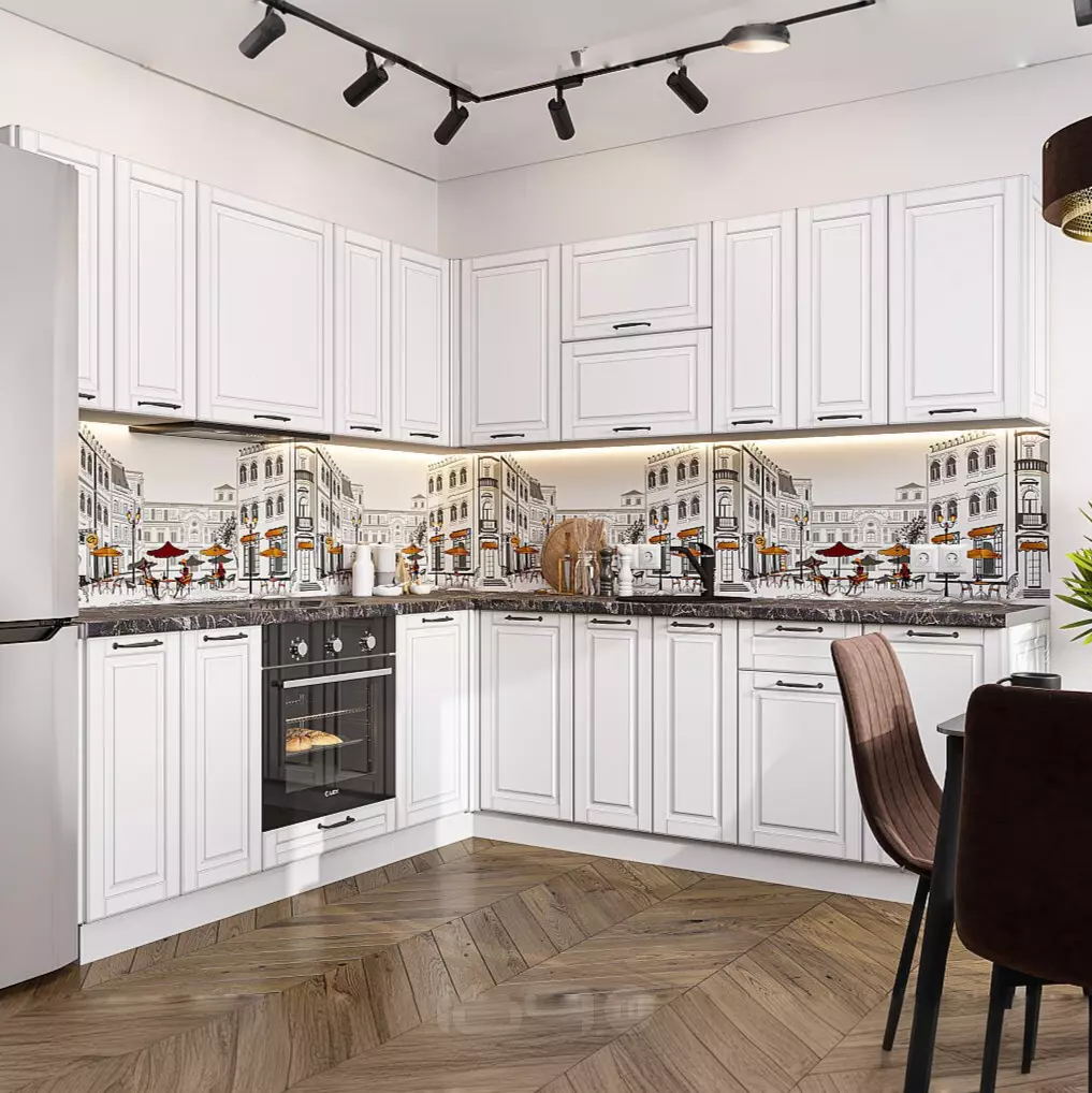 Кухня угловая Дублин-02 Special White/Белый 2140*2200/2400*600