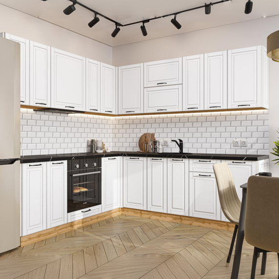 Кухня угловая Дублин-02 Special White/Дуб Вотан 2140*2200/2400*600