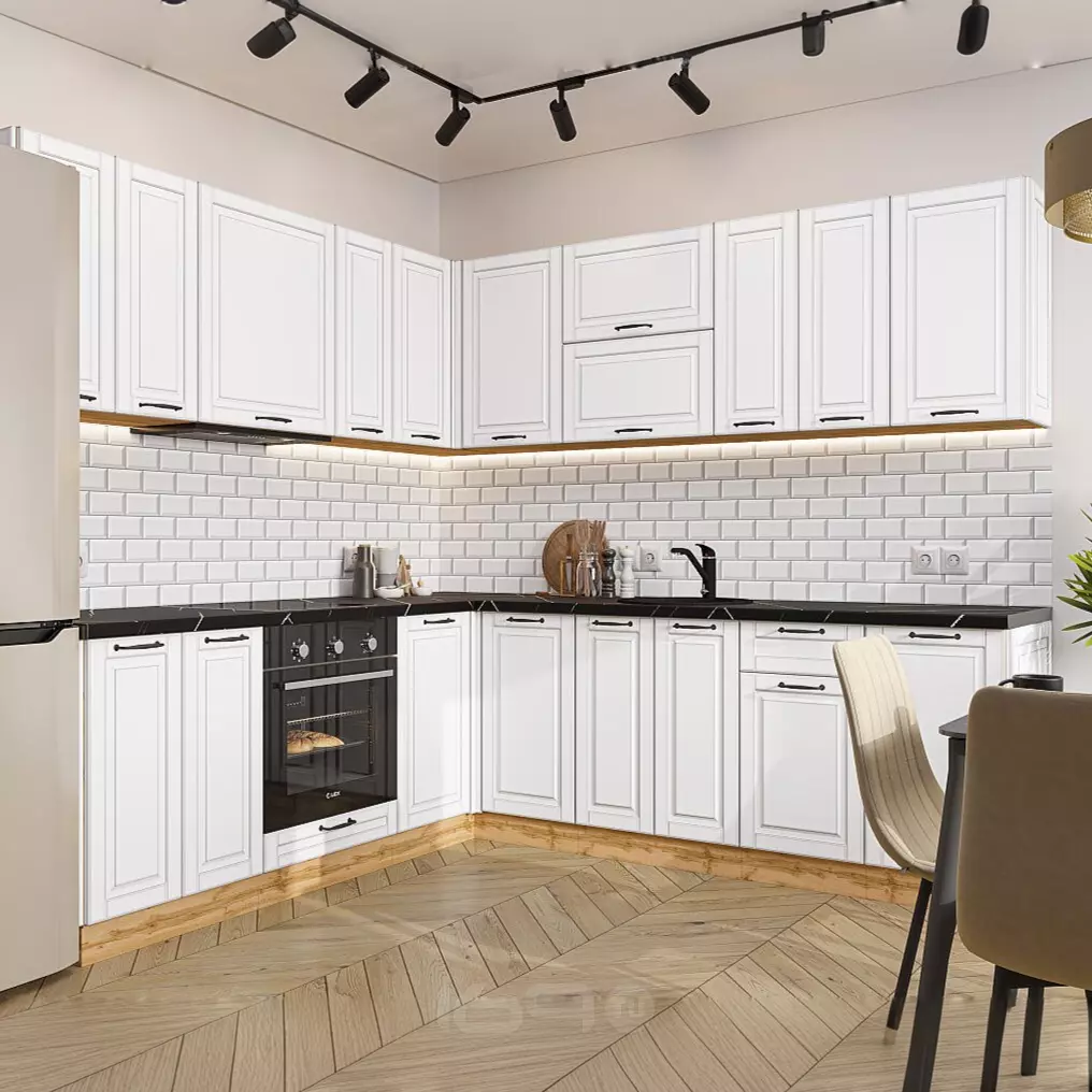 Кухня угловая Дублин-02 Special White/Дуб Вотан 2140*2200/2400*600