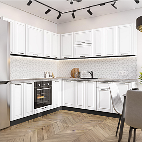 Кухня угловая Дублин-02 Special White/Graphite 2140*2200/2400*600