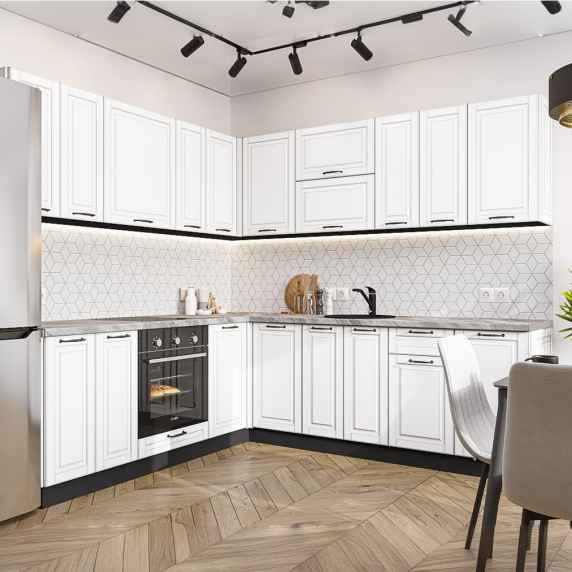 Кухня угловая Дублин-02 Special White/Graphite 2140*2200/2400*600