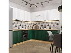 Модульный кухонный гарнитур Дублин-02 Special Green, Special White/Дуб Вотан 2140x2200/2400x600
