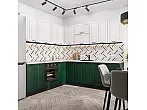 Модульный кухонный гарнитур Дублин-02 Special Green, Special White/Graphite 2140x2200/2400x600