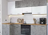 Модульный кухонный гарнитур Флэт-04 Temple Stone 2S, White In 2S/Дуб Вотан 2340x1000/2500x600