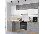 Модульный кухонный гарнитур Флэт-04 Temple Stone 2S, White In 2S/Дуб Вотан 2340x1000/2500x600
