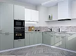 Модульный кухонный гарнитур Квадро-02 Аквамарин, Белый/Белый 2140x2400/2150x600
