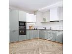 Модульный кухонный гарнитур Квадро-02 Аквамарин, Белый/Дуб Вотан 2140x2400/2150x600